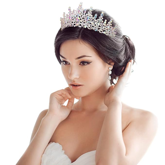 TOBATOBA AB Silver Wedding Tiara for Women Crystal Tiaras and Crowns for Women Wedding Tiaras for Bride Royal Queen Crown Headband Princess Quinceanera Headpieces for Birthday Prom Pageant Party