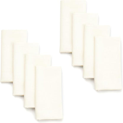 D'Moksha Homes Ivory Linen Napkins 18 x 18 Inch - 100% Pure Linen Cloth Washable Dinner Napkins Set of 8 for Winter, Christmas, Holiday