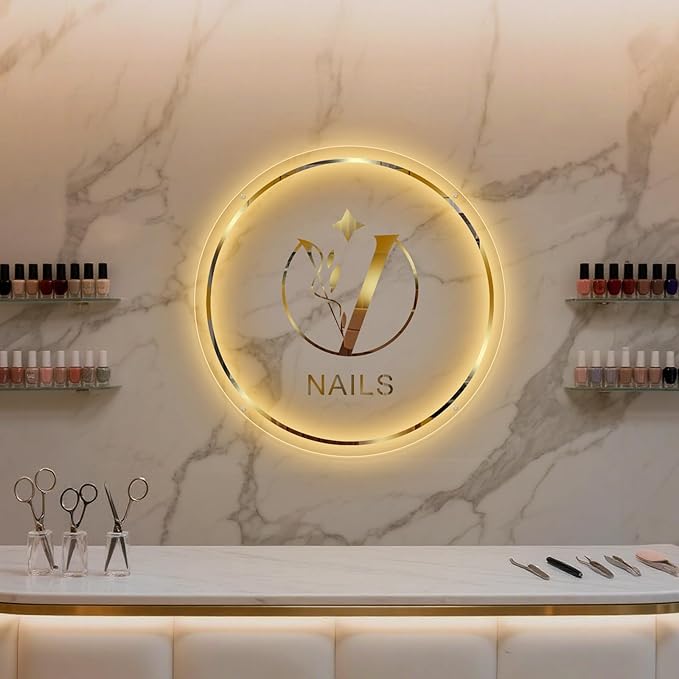 Custom Business Logo Neon Sign,Custom Acrylic Backlit Neon LOGO Signs with Metal,Personalized LED Logo Customize Logo for Beauty Salons, Cafes, Offices, Studio Sign, Boutique, Outdoor