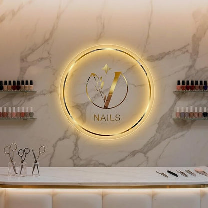 Custom Business Logo Neon Sign,Custom Acrylic Backlit Neon LOGO Signs with Metal,Personalized LED Logo Customize Logo for Beauty Salons, Cafes, Offices, Studio Sign, Boutique, Outdoor