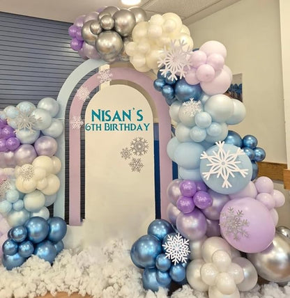 Frozen Balloons Arch Kit, 162pcs Blue and Purple Balloon Arch with Pearlescent Metallic Confetti Balloons for Princess Birthday Winter Wonderland Baby Shower Frozen Theme Party Decorations