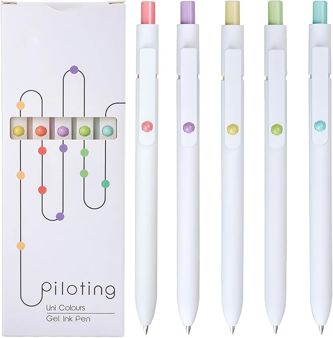 Gel Pens, 5Pcs 0.5mm Fine Point Pens With Smooth Writing, Quick Dry Aesthetic Pens For Journaling, Ballpoint for Office Writing Supplies, Gifts for Women and Men (Ivory White)