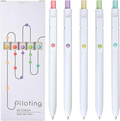 Gel Pens, 5Pcs 0.5mm Fine Point Pens With Smooth Writing, Quick Dry Aesthetic Pens For Journaling, Ballpoint for Office Writing Supplies, Gifts for Women and Men (Ivory White)