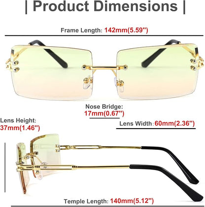 FEISEDY Vintage Rimless Sunglasses Rectangle Frameless Candy Color Glasses Women Men B2642