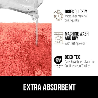GORILLA GRIP Bathroom Rugs, Ultra Soft Absorbent Mat, Thick Plush Bath Rug, Machine Washable, Microfiber Quick Dry, Mats for Shower, Bathtub and Floor, Home Decor Accessories, 24x17, Coral