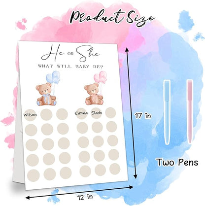 Gender Reveal Party Games, Teddy Theme Baby Gender Reveal Voting Board Sign, Teddy Boy Girl Voting with Two Pens, He or She, Baby Bear Gender Reveal Party Decorations Games for Boy or Girl Shower