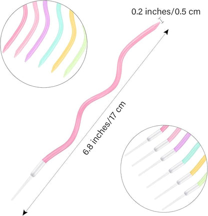 BBTO 12 Pcs Twisted Birthday Candles Spiral Metallic Cupcake Thin Long Cake Candles with Holders for Birthday Wedding Party(Colorful)