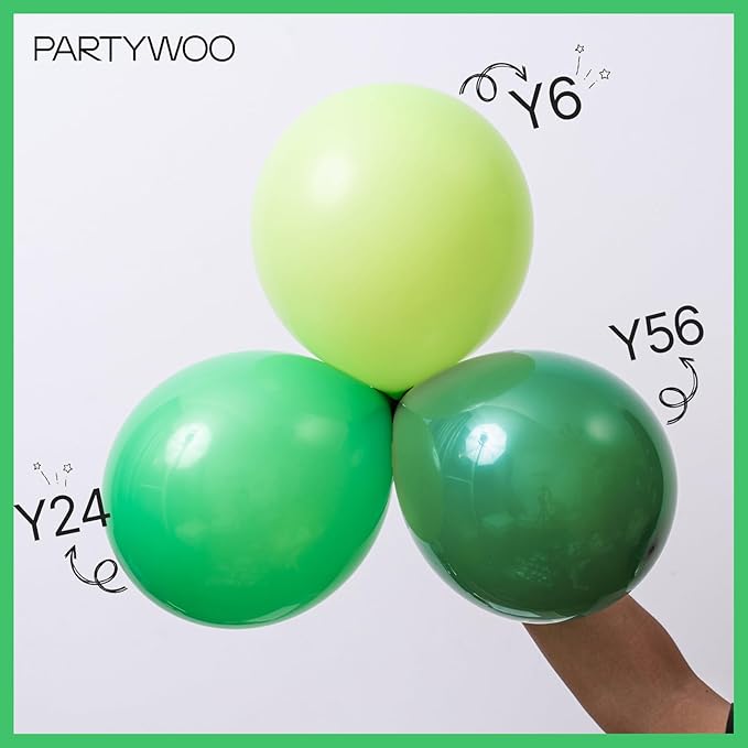 PartyWoo Green Balloons 101pcs 12 Inch Green Latex Helium Balloons for Birthday Baby Shower Graduation Engagement Wedding Dinosaur Jungle Golf Football Baseball Theme Party Decorations Green-Y24