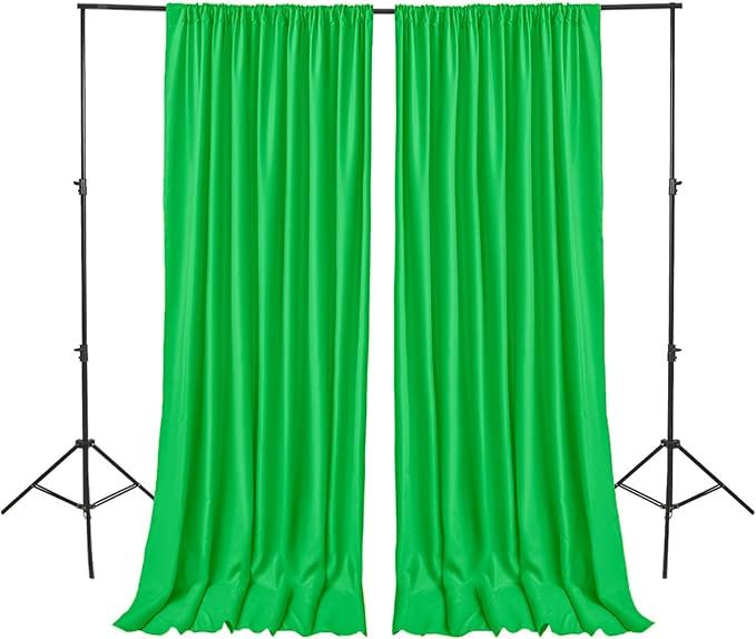 Hiasan Green Screen Backdrop Curtains for Parties, Polyester Photography Backdrop Drapes for Family Gatherings, Wedding Decorations, 5ftx7ft, Set of 2 Panels