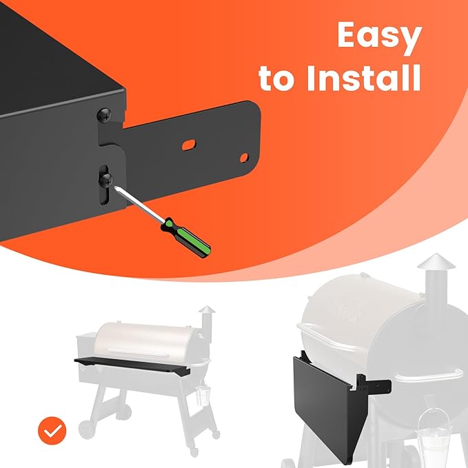 QuliMetal BAC363 Grill Folding Shelf for Traeger Pro 34 Series, Texas Elite 34, Century 885 and Eastwood 34 Series Pellet Grills, Ideal for Food Prep and Storage, 37" x 12"