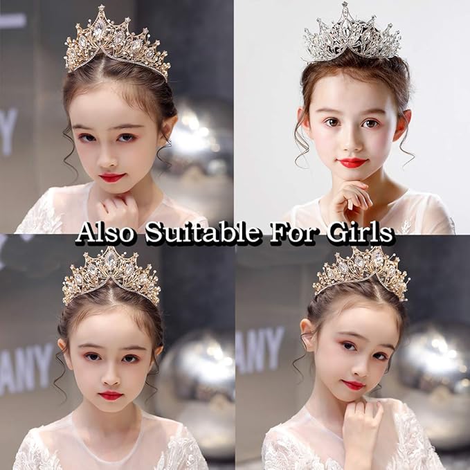 COCIDE Gold Crown for Women Baroque Queen Crown and Tiara for Girls Crystal Headband Mermaid Crown Princess Hair Accessories for Bride Birthday Party Bridesmaids Halloween Costume Cosplay