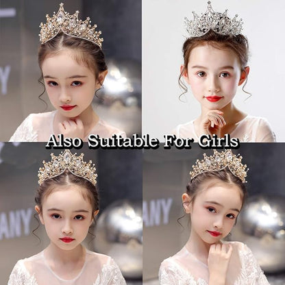COCIDE Gold Crown for Women Baroque Queen Crown and Tiara for Girls Crystal Headband Mermaid Crown Princess Hair Accessories for Bride Birthday Party Bridesmaids Halloween Costume Cosplay