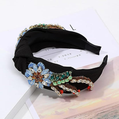 Yusier Baroque Rhinestone Crystal Hairband, Embroidered Hair Hoop for Women, Exquisite Hair Accessory, Available in 5 Colors, 1 Count (Pack of 1), Black