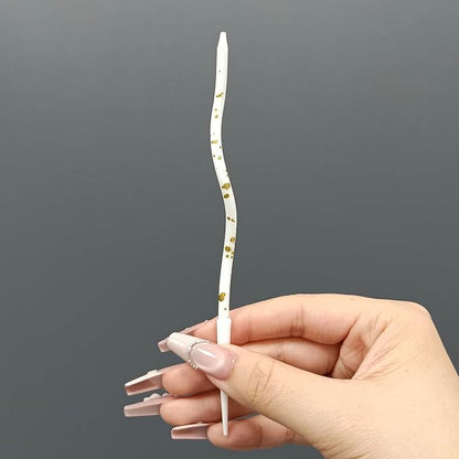 White Spiral Long Thin Birthday Candles for Cake – Metallic Cake Decorations, Happy Birthday Candles with Holders, Long Lasting & Safe (24, White+Gold Spots)