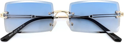 FEISEDY Vintage Rimless Sunglasses Rectangle Frameless Candy Color Glasses Women Men B2642