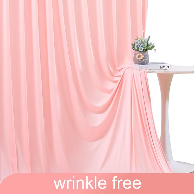 8 Panels Blush Pink Backdrop Curtain for Parties Wedding Wrinkle Free Pink Photo Curtains Backdrop Drapes Fabric Decoration for Baby Shower Birthday Party 40ft(W) x 10ft(H)