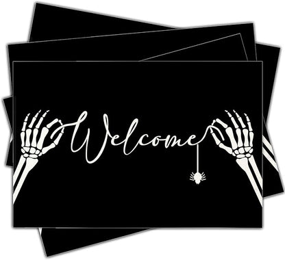 Halloween Skeleton Placemats Set of 4, 12x18 Inch Welcome Decorative Table Mats, Washable Heat Resistant Place Mats for Kitchen Dining Table, Spooky Themed Decoration for Home-B12