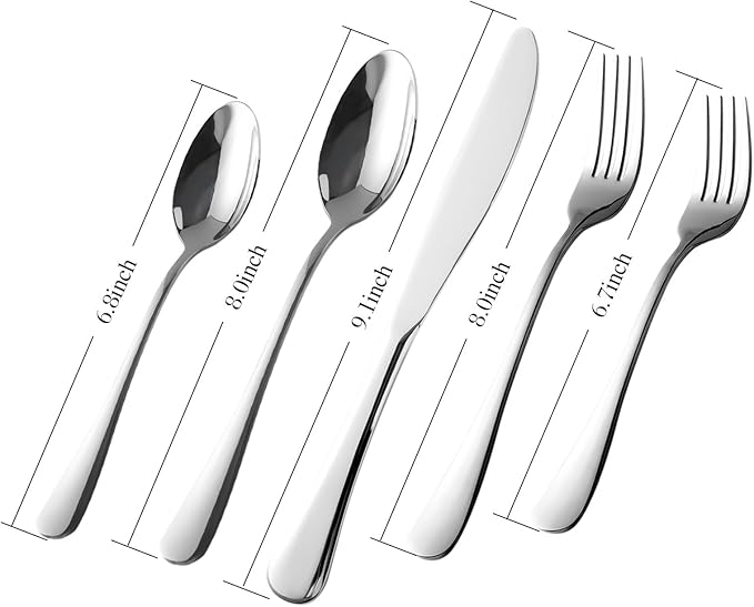 Silverware Set for 8, Stainless Steel Flatware Cutlery Set for 8, Mirror Polished, Dishwasher Safe, Tableware Set for Home, Kitchen, Wedding, Party