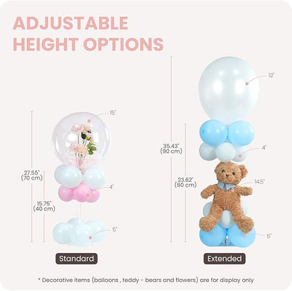 YALLOVE Balloon Stands for Table Set of 10, Adjustable Height 15.75 Inch, 23.62 Inch Balloon Centerpiece Stand, Acrylic Balloon Stick Holder with Base for Party Decorations (Balloons Not Included)