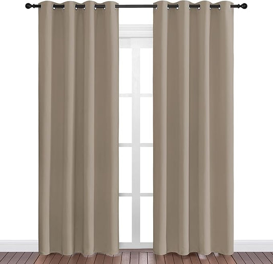 NICETOWN Taupe Blackout Curtains 86" Long, 55" Wide, 2 Pieces for Office, Dining, Guest Room - Sound Reducing, Heat and Cold Block Panels for Modern Decorative