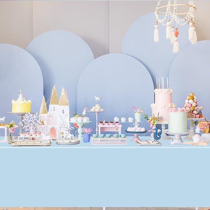 WNINK 2 Pack Light Blue Rectangular Plastic Tablecloths, Blue Disposable Table Covers 54" x 108" Baby Blue Table Cloths for Baby Shower, Birthday, Bridal Shower, Engagement Wedding Parties