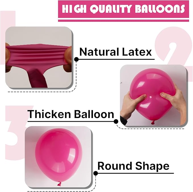 PartyWoo Hot Pink Balloons 101pcs 12 Inch Magenta Fuchsia Balloons for Baby Shower Gender Reveal Engagement Bachelorette Wedding Bridal Shower Anniversary Birthday Party Decorations Pink-Y12