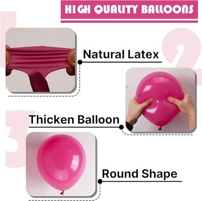 PartyWoo Hot Pink Balloons 101pcs 12 Inch Magenta Fuchsia Balloons for Baby Shower Gender Reveal Engagement Bachelorette Wedding Bridal Shower Anniversary Birthday Party Decorations Pink-Y12