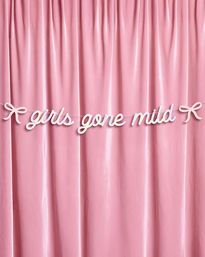 xo, Fetti Girls Gone Mild Banner - Iridescent Foil | 6 Ft. | Bow Bachelorette Decorations, Birthday Party Sign, Coquette Graduation Background, Bach Supplies