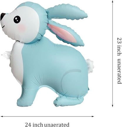 Adorable Woodland Bunny 23" Foil Party Balloons,Light Blue Cartoon Rabbit Balloons Decorations,Animals Theme Birthday Party, Baby Shower, Gender Reveal,Easter,Set of 2