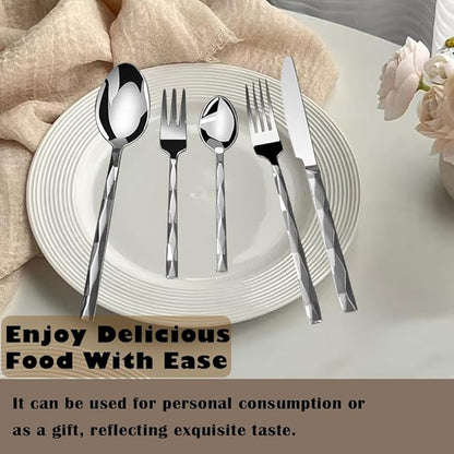 Silverware Set for 4, 20 Piece Heavy Duty Stainless Steel Serving Flatware Utensils Set, Mirror Finish, Elegant & Durable, Modern Design Dishwasher Safe Cutlery Set for Home Wedding Housewarming
