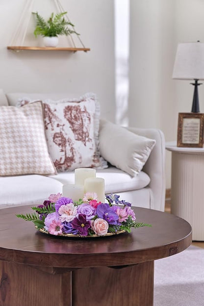 TINGE TIME Fake Flowers Artificial Flowers Peonies Bulbous Chrysanthemum Daisy Hydrangea Sunflower Violets Dahlia Daffodils Epiphyllum Orchid Cherry Blossom Camellia Leyaron (Purple)