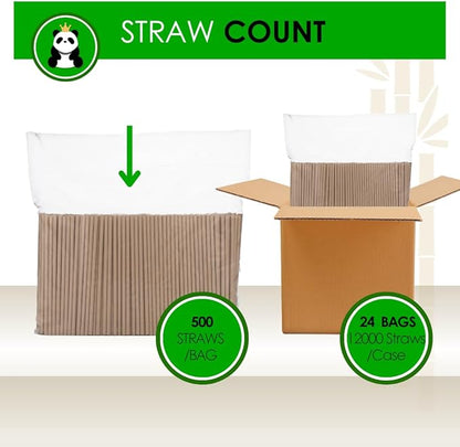 PandaBoard Compostable Bamboo Cocktail Straws - 4mm, Unwrapped, 500 Count Bag