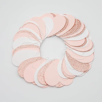 Rose-Gold Pink White Party Decorations - 52Ft Paper Streamers Women Girl Birthday Garland Baby Bridal Shower Banner Bachelorette Engagement Wedding Mothers Day Valentines Galentines Decor HongTongTong