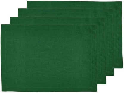 Solino Home Linen Cloth Placemats Set of 4 - 100% Pure Linen Pine Green Placemats 14 x 19 Inch for Fall, Autumn, Christmas, New Year - Fete