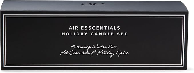 Air Esscentials Holiday Candle Set - Luxurious Winter Scented Candles | Winter Pine, Holiday Spice & Hot Chocolate | Hand-Poured in The USA | 15 Hour Burn Time per Candle | 5 oz (3 Pack)