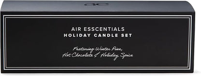 Air Esscentials Holiday Candle Set - Luxurious Winter Scented Candles | Winter Pine, Holiday Spice & Hot Chocolate | Hand-Poured in The USA | 15 Hour Burn Time per Candle | 5 oz (3 Pack)