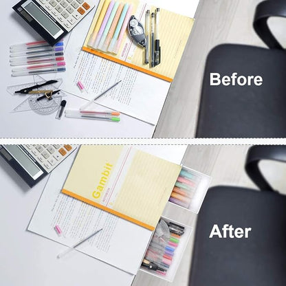 YOOUSOO 2 Pack Under Desk Drawer Organizer, Slide Out Pencil Holder, Desk Drawer Attachment, Plastic Desk Accessories & Workspace Organizers, Hidden Desktop Organizer Self-Adhesive
