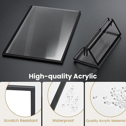 Acrylic Sign Holder 5X7 Black Picture Frame Double-Sided Acrylic Frames for Wedding Table Numbers Photo Frames Flyers Menu with Removable Sticky Dots-6 Pack