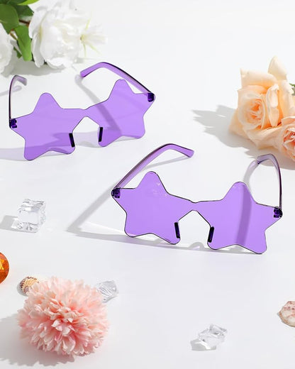 20 Pairs Rimless Star Sunglasses Bulk Transparent Candy Color Star Glasses for Women Men Party Favors