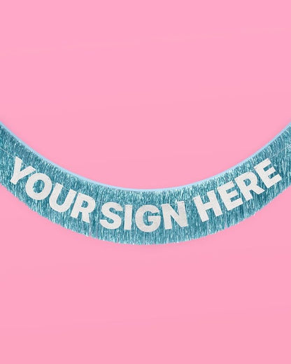 xo, Fetti Blue Fringe Banner - 5 Ft. | Bachelorette Party Decorations, Birthday Party Decor, Baby Shower Supplies, Photo Booth Banner Backdrop