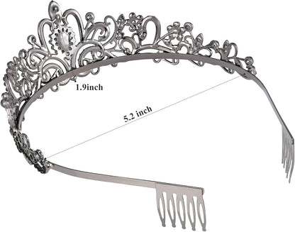 Sparkling Crystal Princess Tiaras for Women Girl Crown Queen Headband Fashion Headpiece for Wedding Birthday Bride Bridal Prom Party Hair Accessories Valentines Mothers Day Gifts