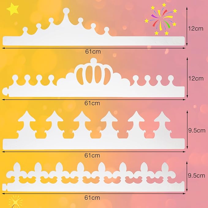 Thenshop 120 Pcs White DIY Paper Crowns for Kids to Decorate Blank Birthday Party Decoration Crowns for Kids Princess Queen(Stylish Style)