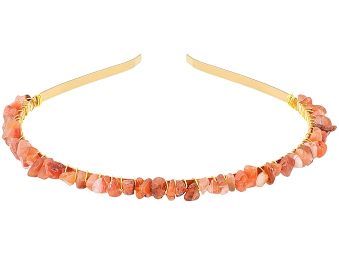 MINACHI Boho Carnelian Hairband, Gold-Tone Handmade Crystal Crown for Women, Jewelry Gift for Mother's Day