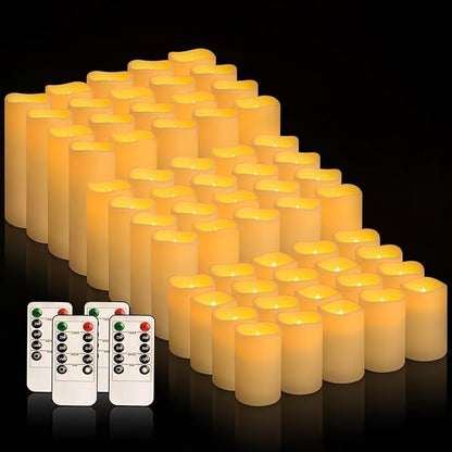 60-Pack LED Flameless Candles with Remote Control - Perfect for Parties, and Special Occasions (Three Sizes)