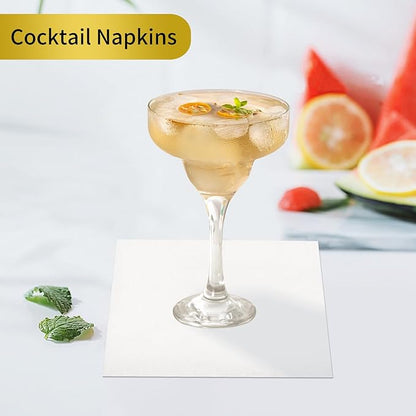 Cocktail Napkins - 800 Count 2-Ply White Napkins Disposable, 4.5 x 4.5 Inch Folded Paper Napkins Bulk Beverage Napkins for Dinner Wedding Bar Party and Everyday Use