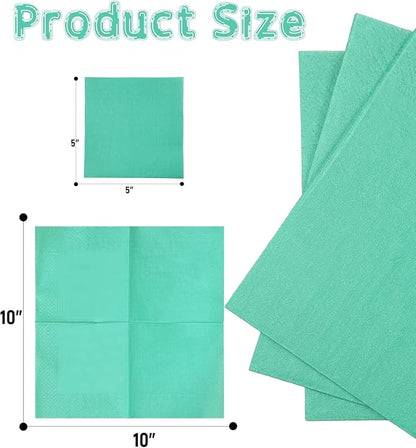 Teal Blue Cocktail Napkins 5 * 5inch disposable Beverage Napkin paper for Cocktail, Wedding, Dinner，Birthday Party Dessert Wine Paper Napkins（ 120 Count）