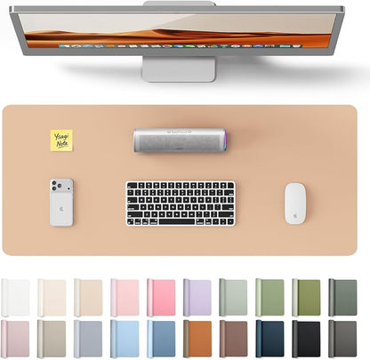 YSAGi Leather Desk Protector, Office Mat, Large Mouse Pad, Non-Slip PU Leather Blotter, Laptop Desk, Waterproof Writing Pad for Office and Home (Latte, 23.6" x 13.8")
