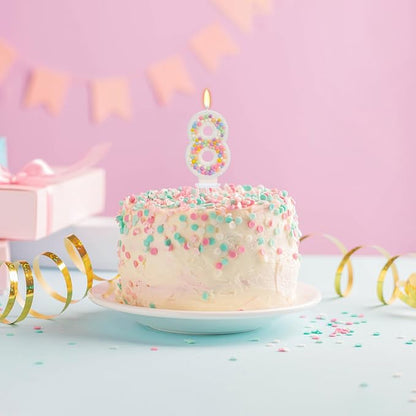 Number 8 Birthday Candle - Colorful Macaron Candles, 8 Candle Birthday Girl Women, Sweet Theme Birthday Party Supplies, Anniversary Party Cake Decorations