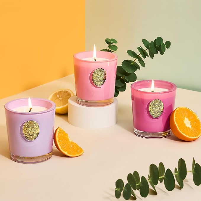 M&SENSE Natural Soy Candle| Peony Blush Pink | 10.2 oz, 55H Burn | Luxury Scented Candle for Relaxation, Gifting, Home Décor | for Bedroom, Office, Party