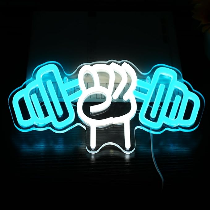 Dumbbell Neon Sign For Home Décor,Bedroom Decor,Led Sign,Room Neon Sign,Gym Decor,Sports Neon Sign,Men Women Wall Décor Gift Size 12''